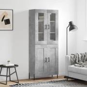 vidaXL Highboard betonggrå 69,5x34x180 cm konstruert tre