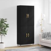 vidaXL Highboard svart 69,5x34x180 cm konstruert tre