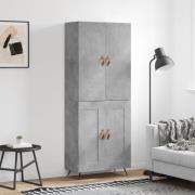 vidaXL Highboard betonggrå 69,5x34x180 cm konstruert tre