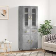 vidaXL Highboard betonggrå 69,5x34x180 cm konstruert tre