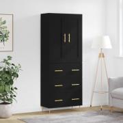 vidaXL Highboard svart 69,5x34x180 cm konstruert tre