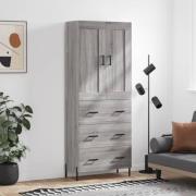 vidaXL Highboard grå sonoma 69,5x34x180 cm konstruert tre