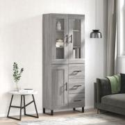 vidaXL Highboard grå sonoma 69,5x34x180 cm konstruert tre