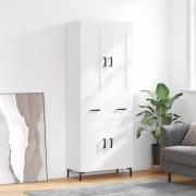 vidaXL Highboard høyglans hvit 69,5x34x180 cm konstruert tre