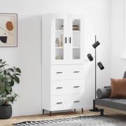 vidaXL Highboard høyglans hvit 69,5x34x180 cm konstruert tre