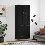 vidaXL Highboard svart 69,5x34x180 cm konstruert tre