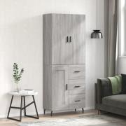 vidaXL Highboard grå sonoma 69,5x34x180 cm konstruert tre