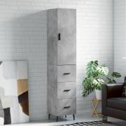 vidaXL Highboard betonggrå 34,5x34x180 cm konstruert tre