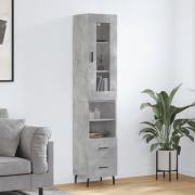 vidaXL Highboard betonggrå 34,5x34x180 cm konstruert tre