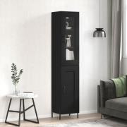 vidaXL Highboard svart 34,5x34x180 cm konstruert tre