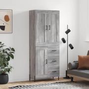 vidaXL Highboard grå sonoma 69,5x34x180 cm konstruert tre