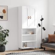 vidaXL Highboard høyglans hvit 69,5x34x180 cm konstruert tre