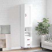 vidaXL Highboard høyglans hvit 34,5x34x180 cm konstruert tre