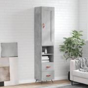 vidaXL Highboard betonggrå 34,5x34x180 cm konstruert tre