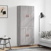 vidaXL Highboard grå sonoma 69,5x34x180 cm konstruert tre