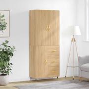 vidaXL Highboard sonoma eik 69,5x34x180 cm konstruert tre