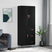 vidaXL Highboard svart 69,5x34x180 cm konstruert tre