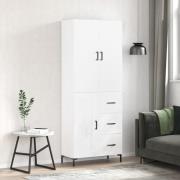 vidaXL Highboard høyglans hvit 69,5x34x180 cm konstruert tre