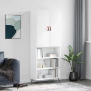 vidaXL Highboard høyglans hvit 69,5x34x180 cm konstruert tre