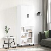 vidaXL Highboard høyglans hvit 69,5x34x180 cm konstruert tre