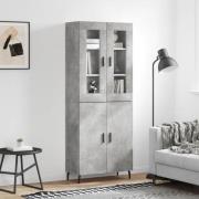 vidaXL Highboard betonggrå 69,5x34x180 cm konstruert tre