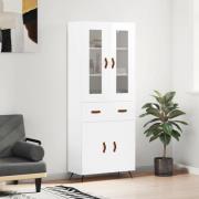 vidaXL Highboard høyglans hvit 69,5x34x180 cm konstruert tre