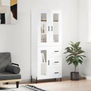 vidaXL Highboard høyglans hvit 69,5x34x180 cm konstruert tre