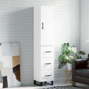 vidaXL Highboard høyglans hvit 34,5x34x180 cm konstruert tre