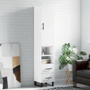 vidaXL Highboard høyglans hvit 34,5x34x180 cm konstruert tre