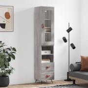 vidaXL Highboard grå sonoma 34,5x34x180 cm konstruert tre