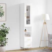 vidaXL Highboard høyglans hvit 34,5x34x180 cm konstruert tre