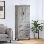 vidaXL Highboard grå sonoma 69,5x34x180 cm konstruert tre