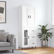 vidaXL Highboard høyglans hvit 69,5x34x180 cm konstruert tre