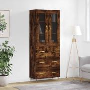 vidaXL Highboard røkt eik 69,5x34x180 cm konstruert tre