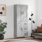 vidaXL Highboard betonggrå 69,5x34x180 cm konstruert tre