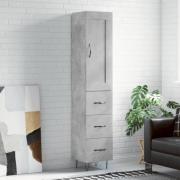 vidaXL Highboard betonggrå 34,5x34x180 cm konstruert tre