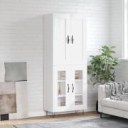 vidaXL Highboard høyglans hvit 69,5x34x180 cm konstruert tre