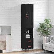 vidaXL Highboard svart 34,5x34x180 cm konstruert tre