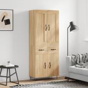 vidaXL Highboard sonoma eik 69,5x34x180 cm konstruert tre