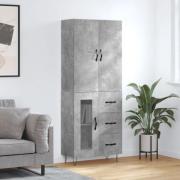 vidaXL Highboard betonggrå 69,5x34x180 cm konstruert tre