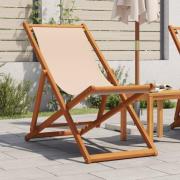 vidaXL Sammenleggbar strandstol beige heltre eukalyptus og stoff