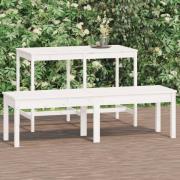 vidaXL Hagebenk 2 seter hvit 159,5x44x45 cm heltre furu