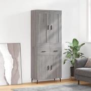 vidaXL Highboard grå sonoma 69,5x34x180 cm konstruert tre