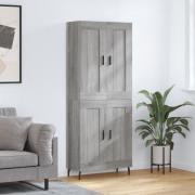 vidaXL Highboard grå sonoma 69,5x34x180 cm konstruert tre