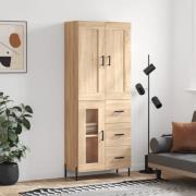 vidaXL Highboard sonoma eik 69,5x34x180 cm konstruert tre