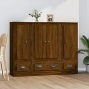 vidaXL Highboard 3 stk brun eik konstruert tre