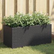 vidaXL Plantekasse med 2 potter svart 72x30x32 cm polyrotting