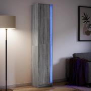 vidaXL Garderobe med LED grå sonoma 41,5x32,5x200 cm konstruert tre