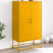 vidaXL Highboard sennepsgul 68,5x38,5x123,5 cm stål