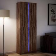 vidaXL Garderobe med LED brun eik 74x32,5x200 cm konstruert tre